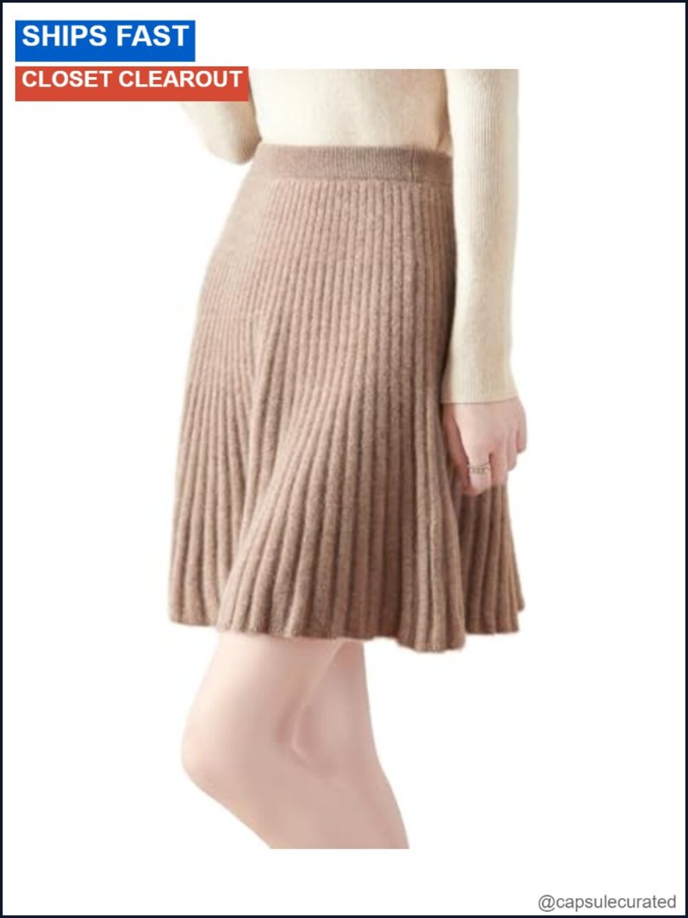 100% Merino Wool Ribbed Knit Mini Skirt High Waisted Winter Warm Women's